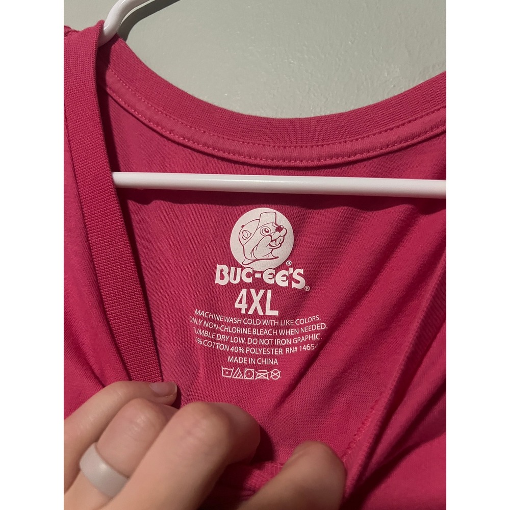Buc-ee's Beaver Flower Happy Place Pink T-Shirt Bright Adult Size 4XL - Picture 3 of 4
